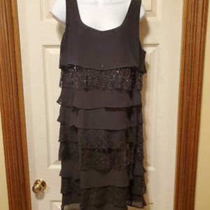 Black ruffled "flapper style" dress sz 14